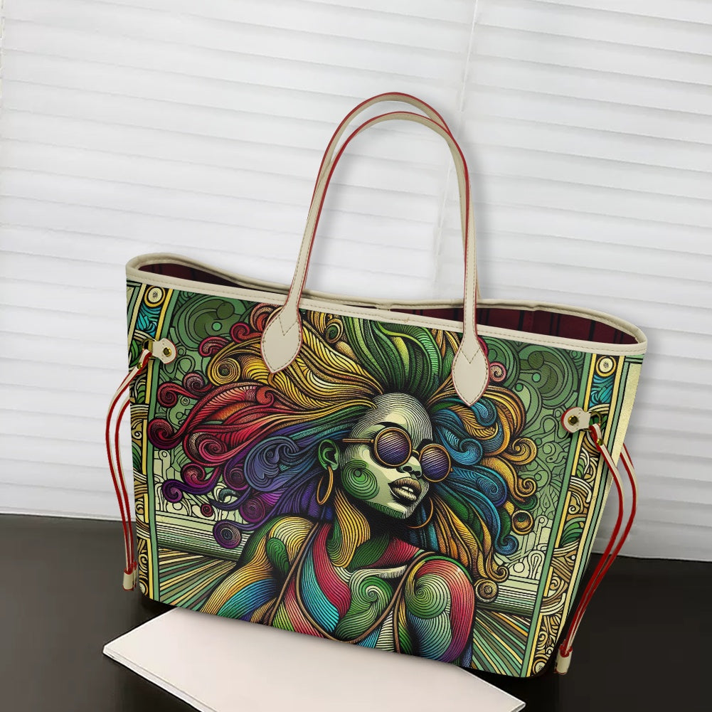 Rhythmic Radiance: Afrocentric Artistry for Fashion Accessories - Women PU Leather Handbags - #2012