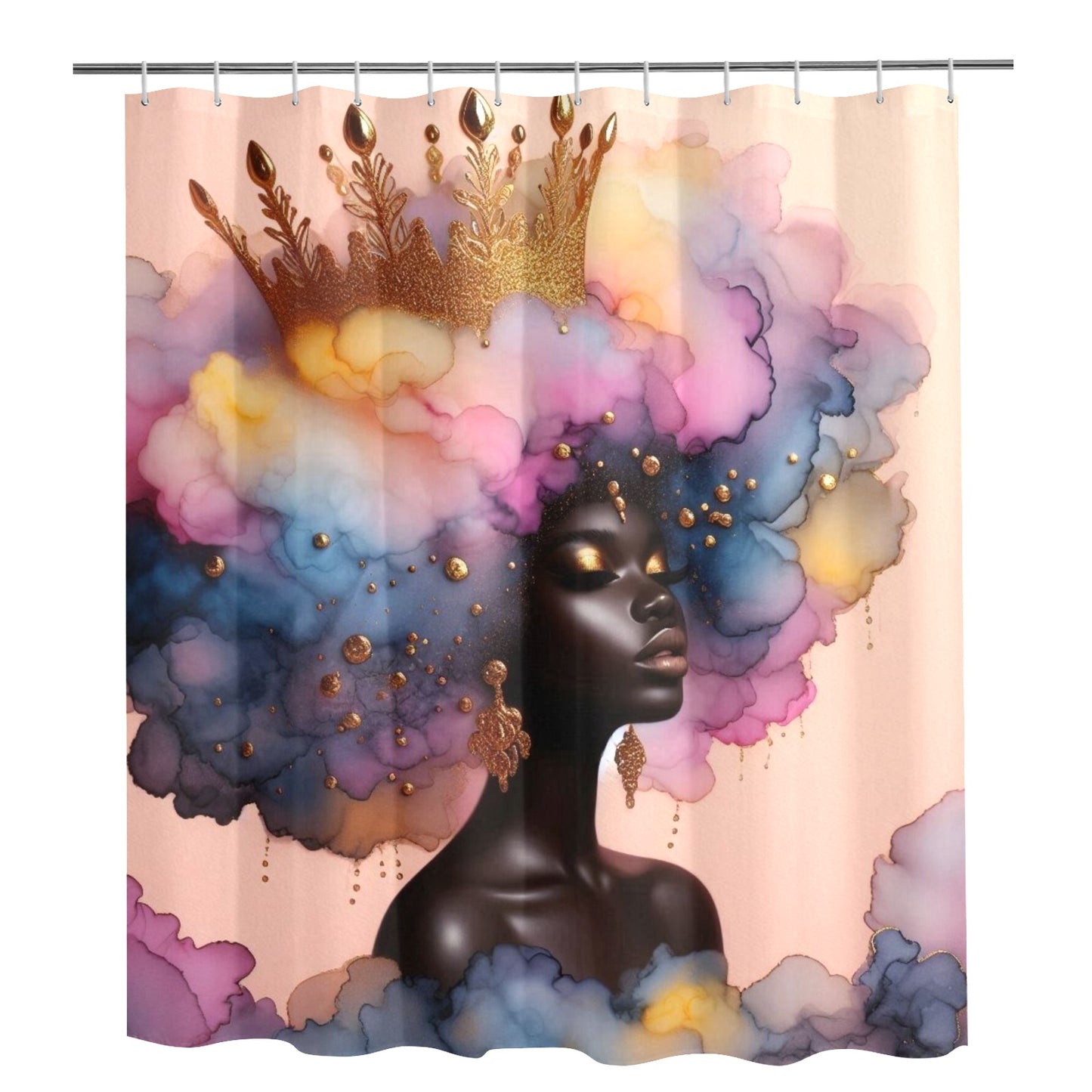 Afro Royalty Shower Curtain Collection – Black Queen Art Bathroom Decor by Velvet's View - 5507542