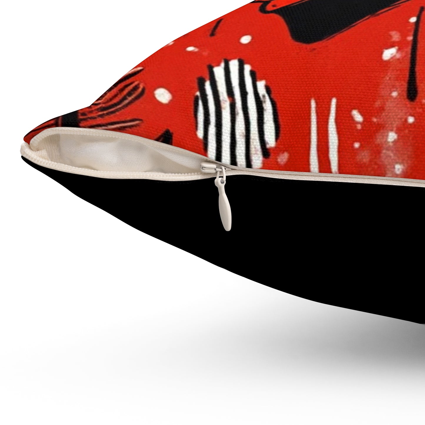 Spun Polyester Square Pillow - Black Girl Art - Velvet's View - Tribal Harmony - Red and Black Tribal Patterns –