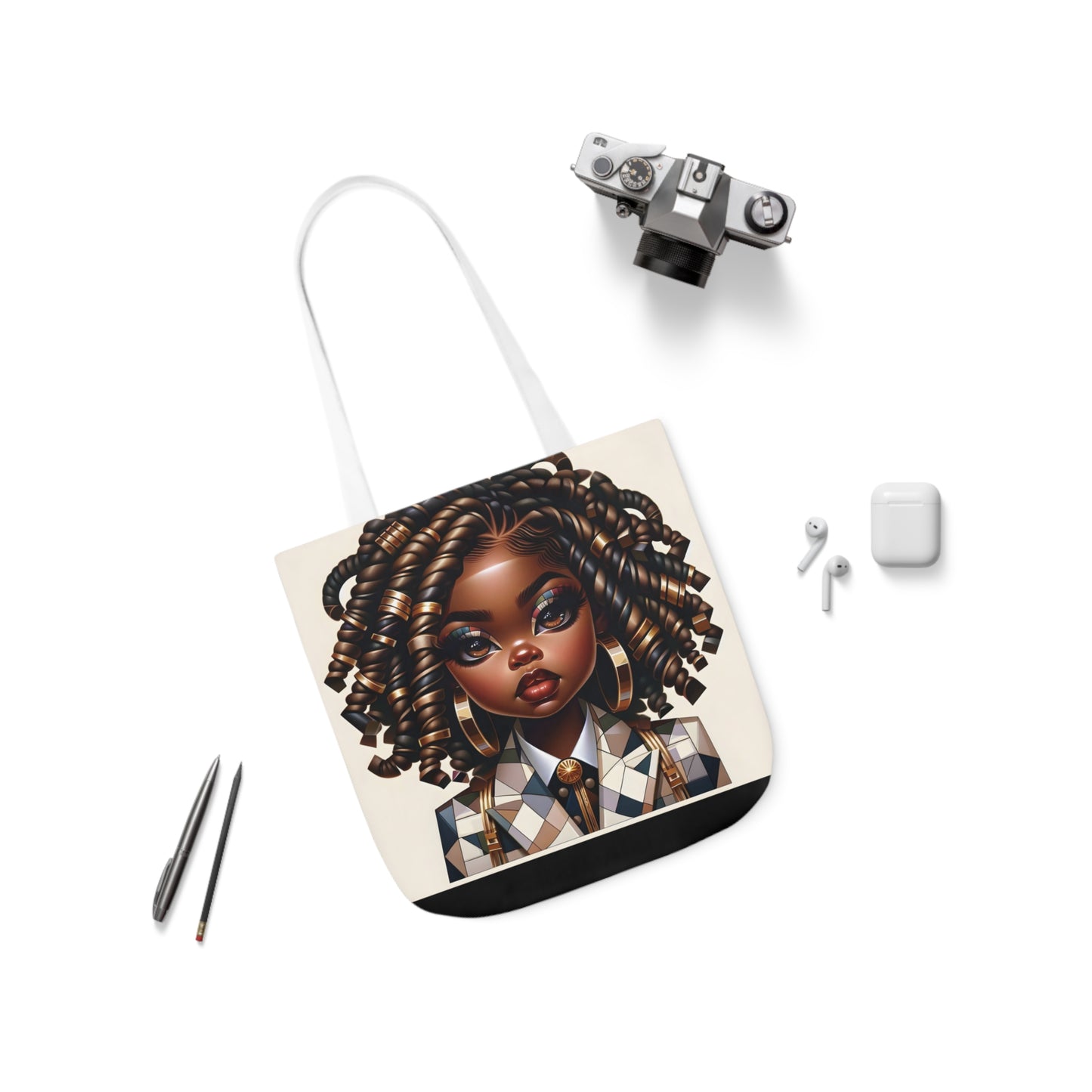Canvas Tote Bag, 5-Color Straps - Regal Radiance: Tote Art Collection - #2011A