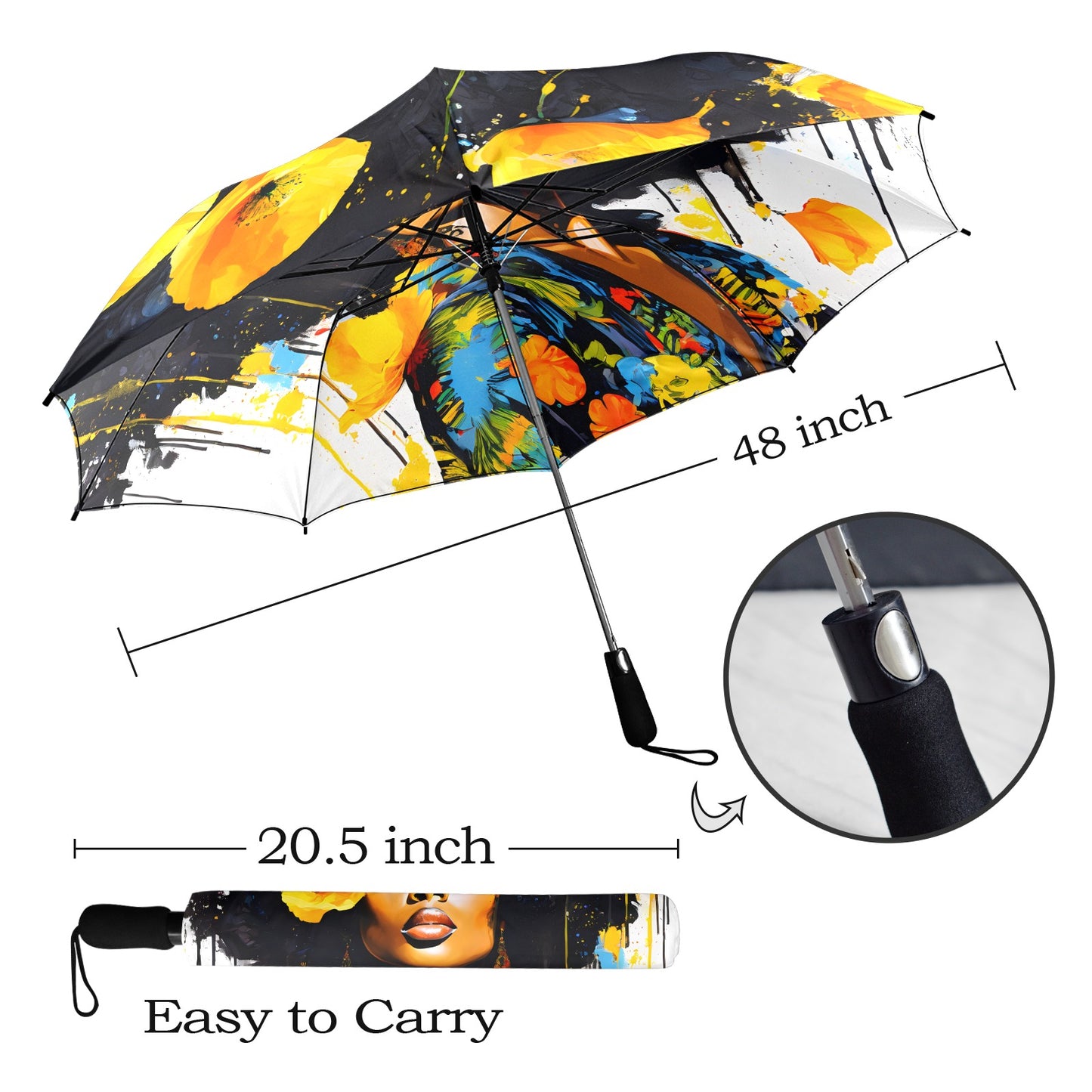 Bold Elegance: The Poppy Collection - Semi-Automatic Foldable Umbrella (Model U12) - #2015