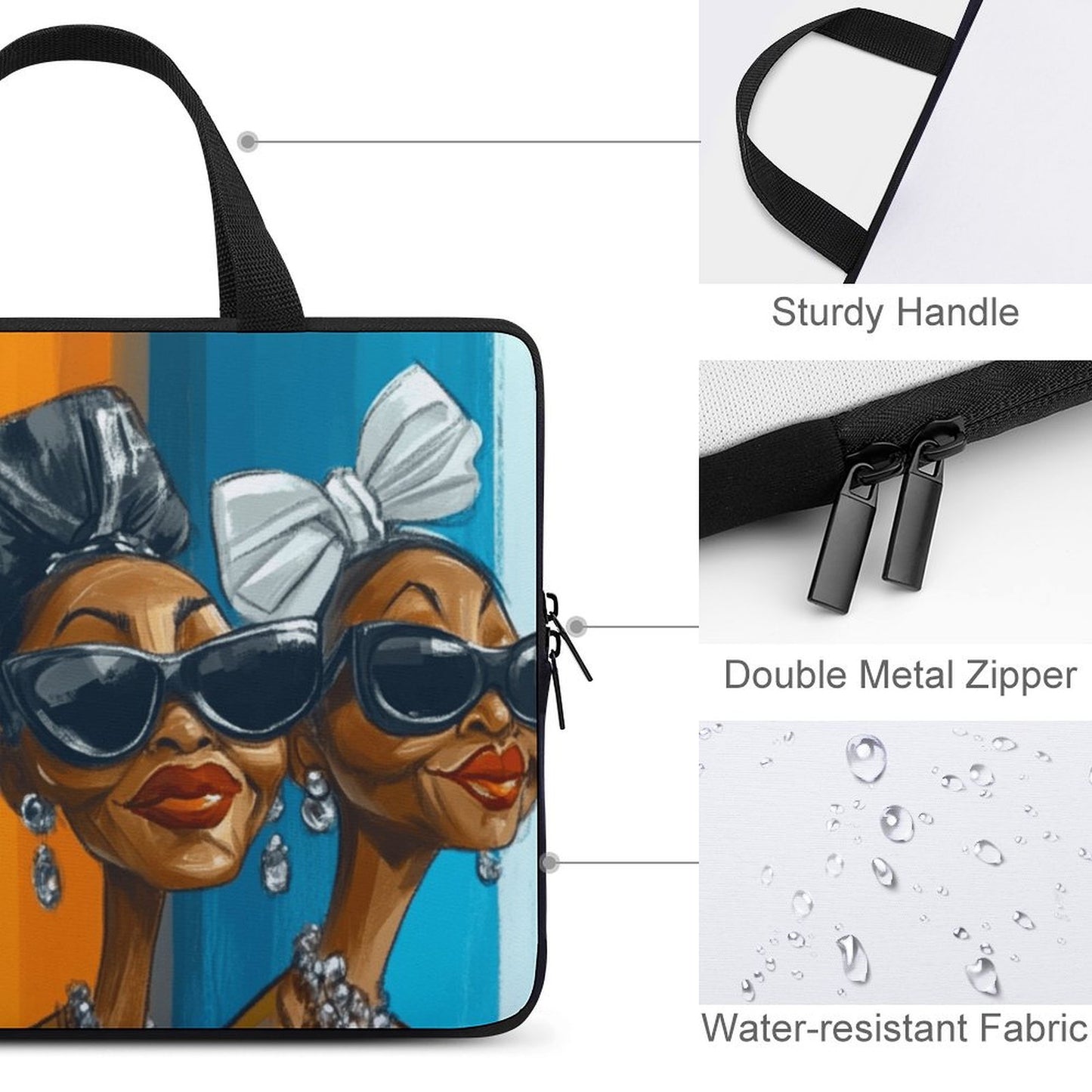 Laptop Bag - Black Girl Art - Velvet’s View: Artistic Laptop Covers Collection (Multiple Sizes) Laptop Bag - 2019