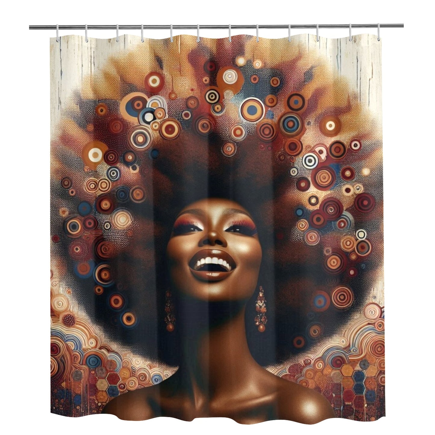 Shower Curtain - Black Girl Art - Velvet's View - Afro Radiance - A Celebration of Color and Culture -72"x84" 993