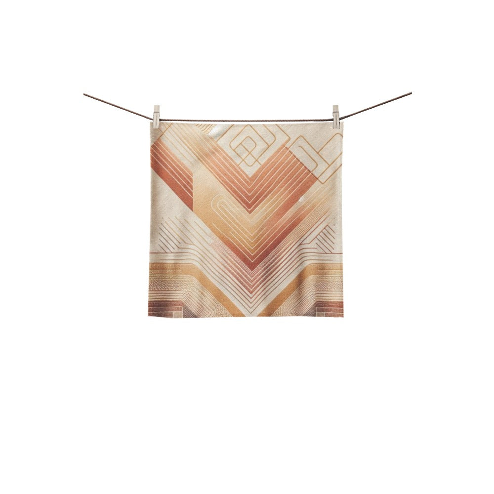 Modern Geometric Bathroom Set | Gold & Red Abstract Shower Curtain | Bold Afro-Inspired Bath Décor - Bath Towel 30"x56" – O853852