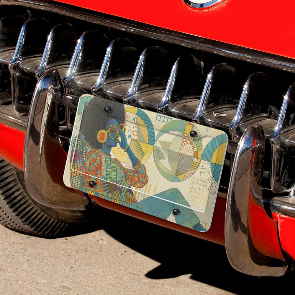 License Plate (4 Round Holes) License Plate - Velvet's View - Colorful Rhythms - The Afrocentric Expression Collection