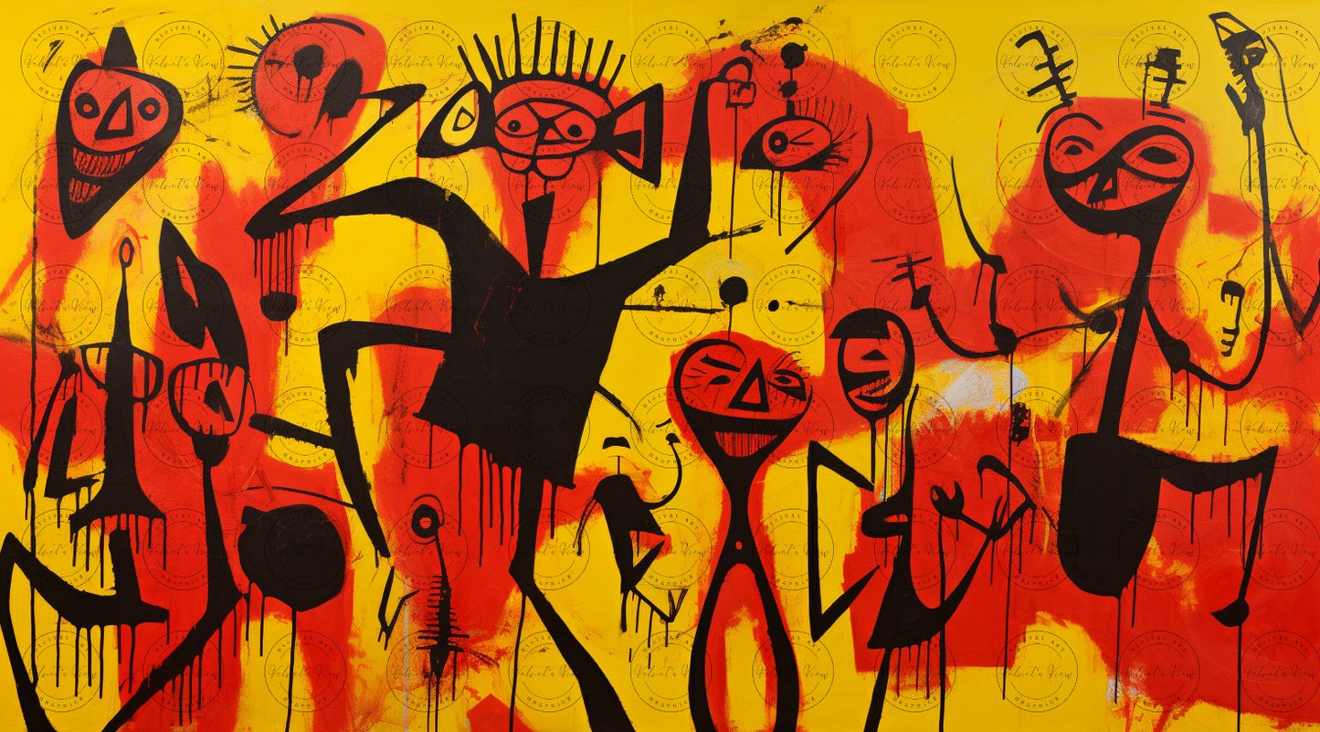 Digital Art - Passion in Red: A Dance of Figures and Lines - #2018
