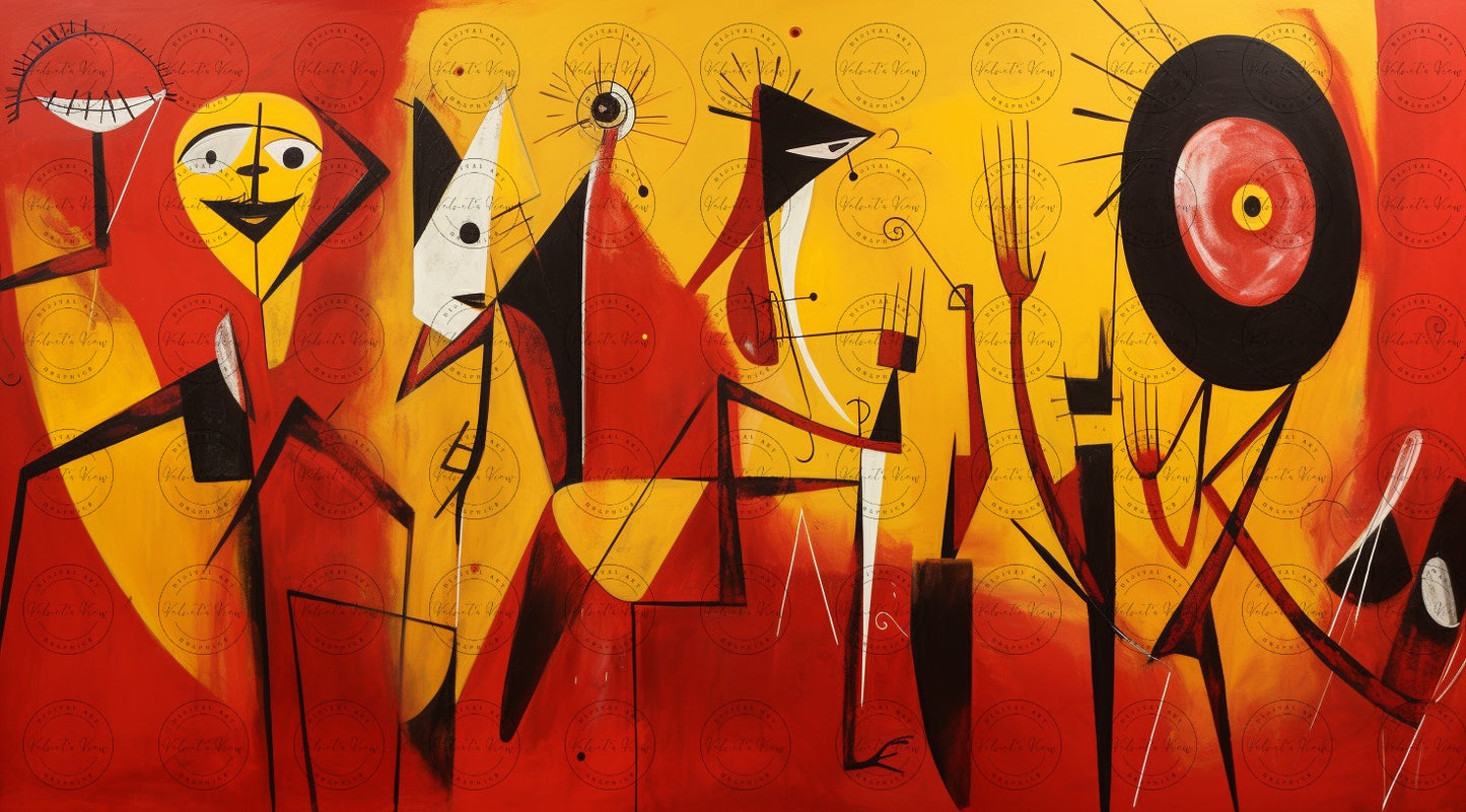 Digital Art - Passion in Red: A Dance of Figures and Lines - #2019