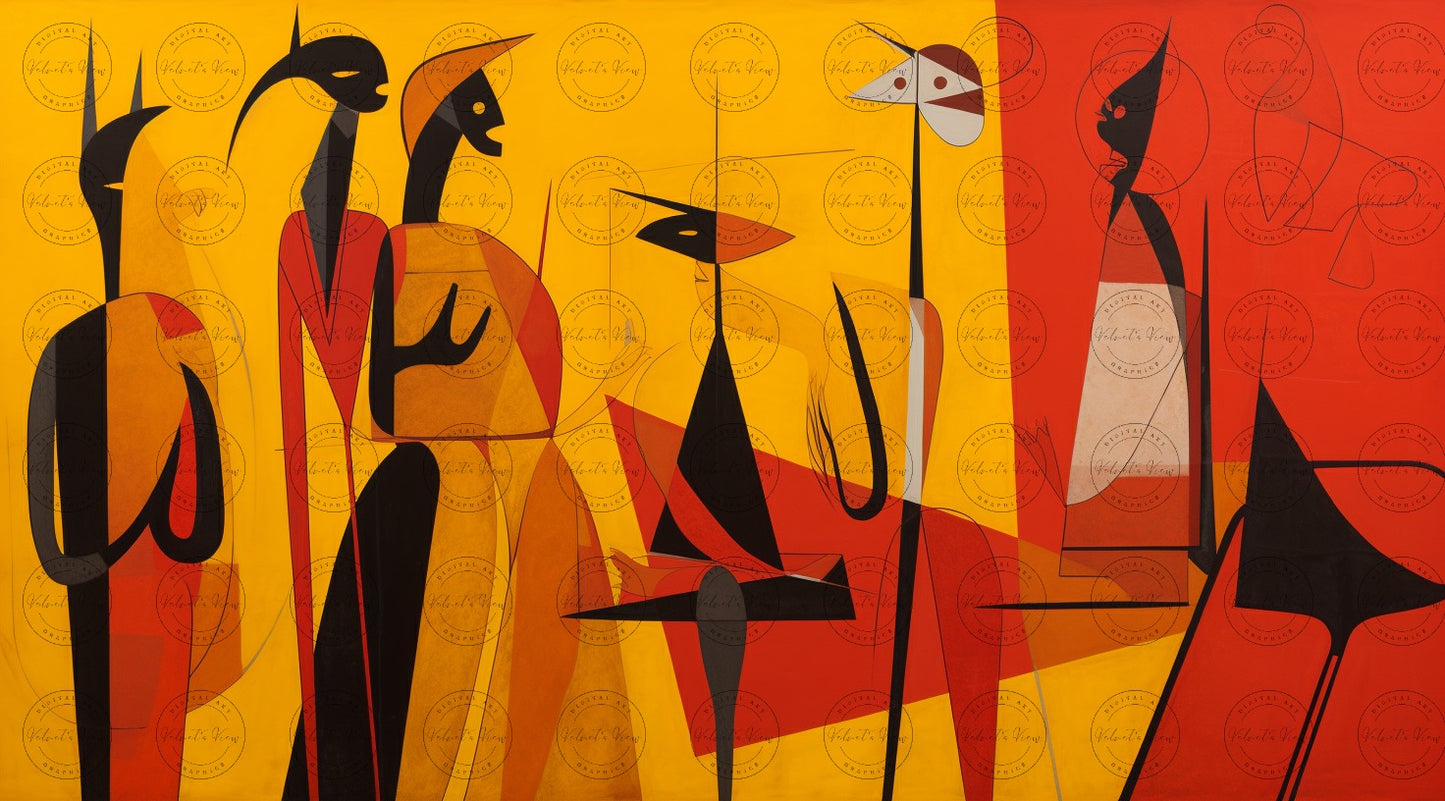 Digital Art - Passion in Red: A Dance of Figures and Lines - #2013