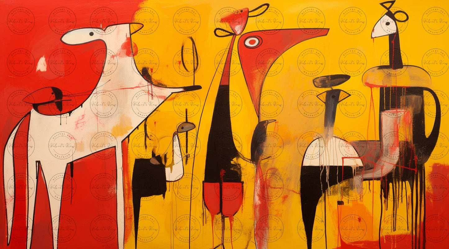 Digital Art - Passion in Red: A Dance of Figures and Lines - #2014