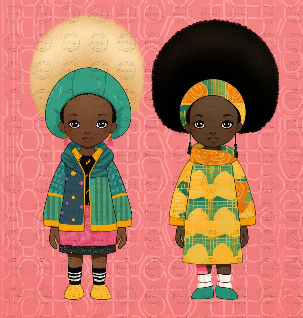 Black Girl Art - Kids Digital Art - Velvet's View - African Dolls - A Pop Art Tale of Style and Smiles 708