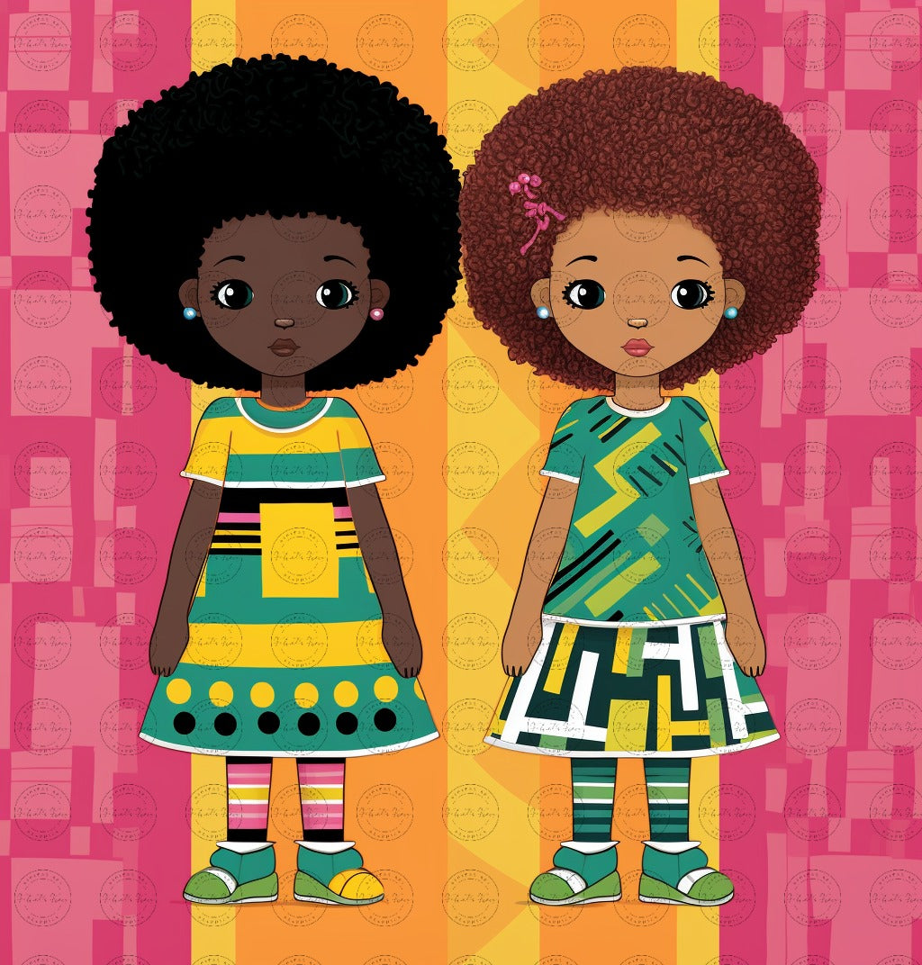 Black Girl Art - Kids Digital Art - Velvet's View - African Dolls - A Pop Art Tale of Style and Smiles 712