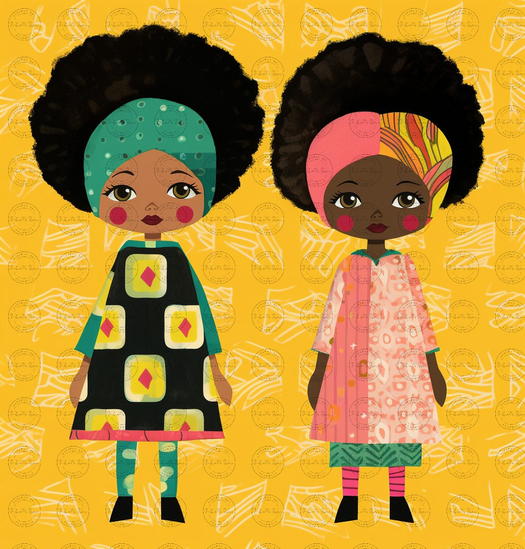 Black Girl Art - Kids Digital Art - Velvet's View - African Dolls - A Pop Art Tale of Style and Smiles 713