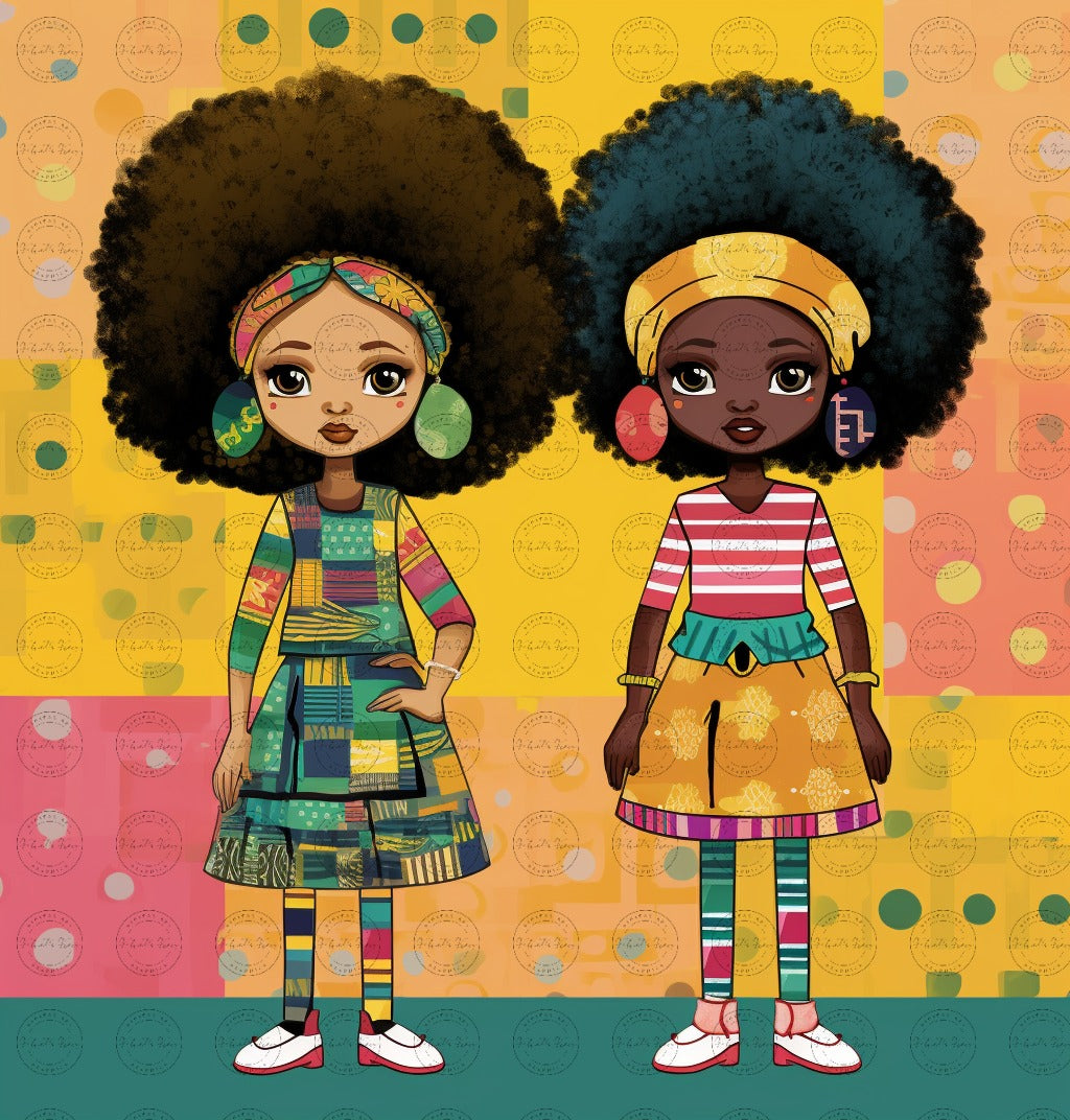 Black Girl Art - Kids Digital Art - Velvet's View - African Dolls - A Pop Art Tale of Style and Smiles 714