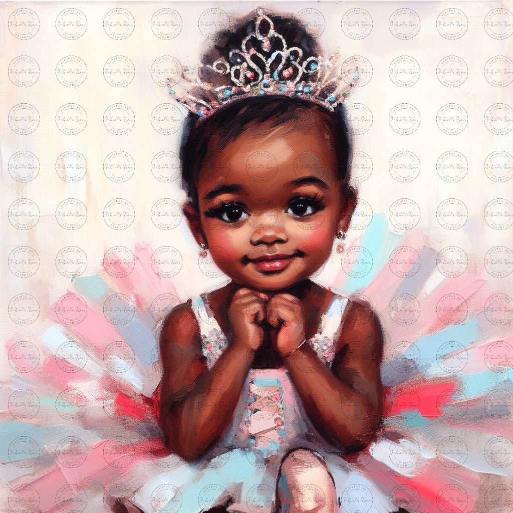 Black Girl Art - Kids Digital Art - Velvet's View - Tiny Dancers: Ballerina Dreams Collection 116