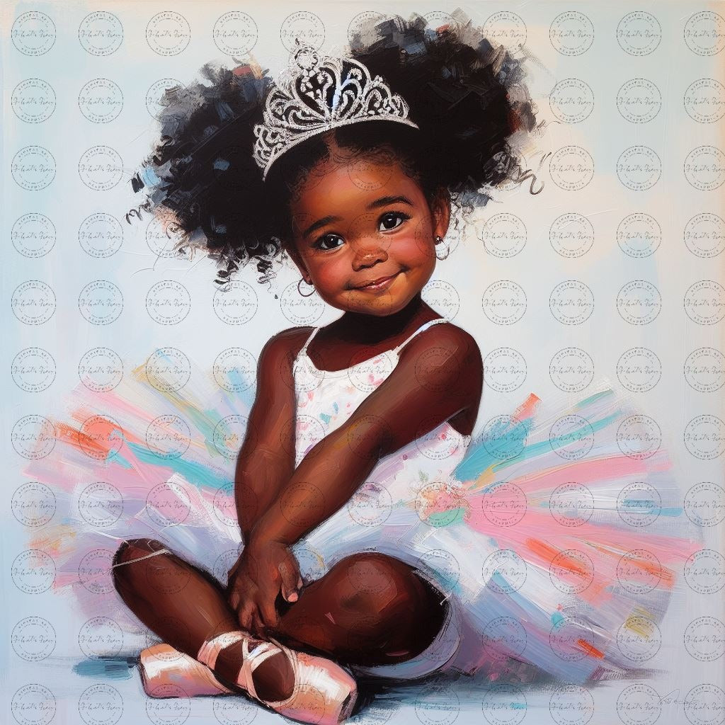 Black Girl Art - Kids Digital Art - Velvet's View - Tiny Dancers: Ballerina Dreams Collection 119
