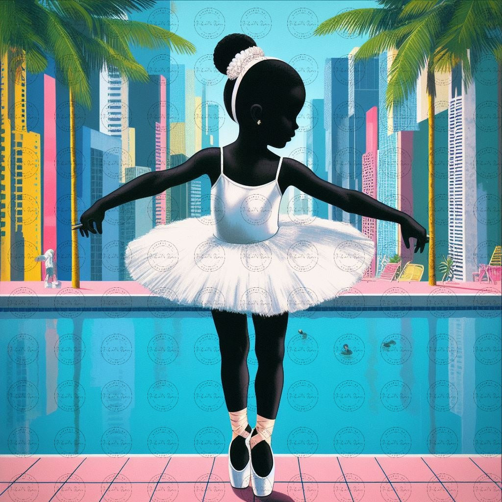 Black Girl Art - Kids Digital Art - Velvet's View - Tiny Dancers: Ballerina Dreams Collection 121