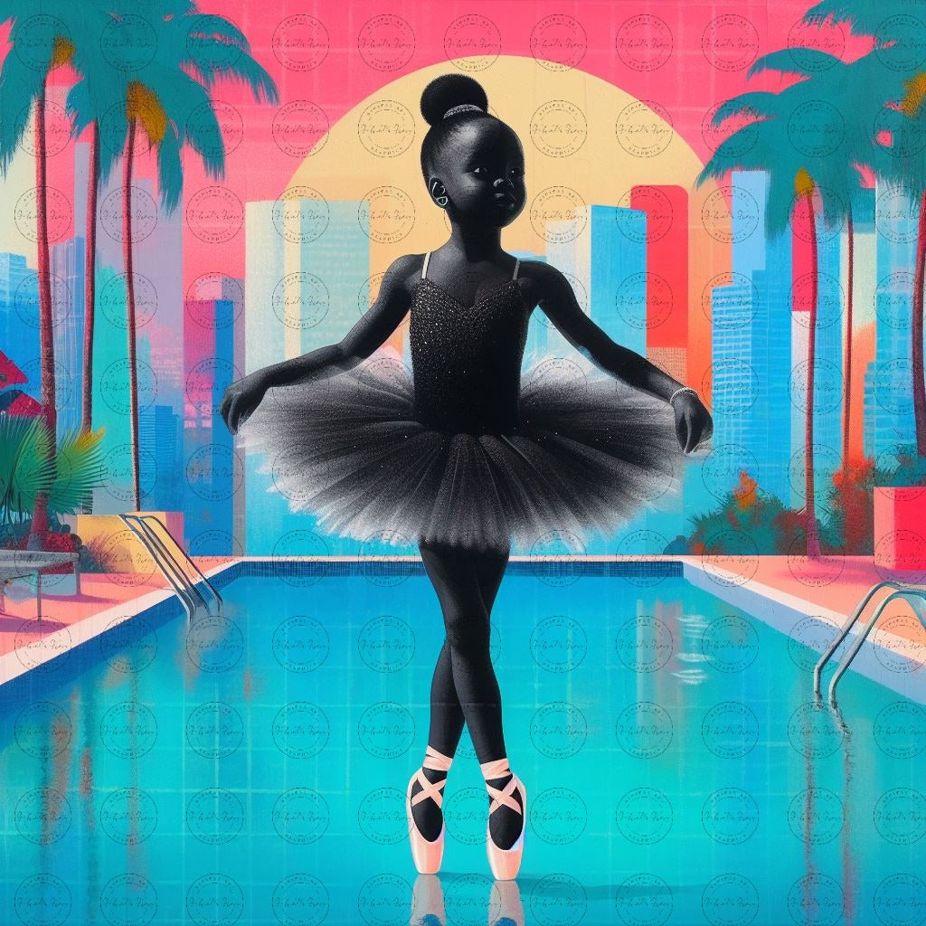 Black Girl Art - Kids Digital Art - Velvet's View - Tiny Dancers: Ballerina Dreams Collection 122