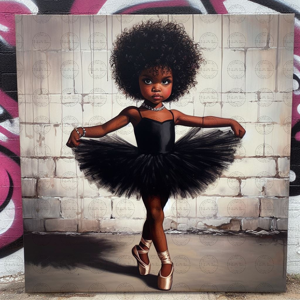 Black Girl Art - Kids Digital Art - Velvet's View - Tiny Dancers: Ballerina Dreams Collection 114