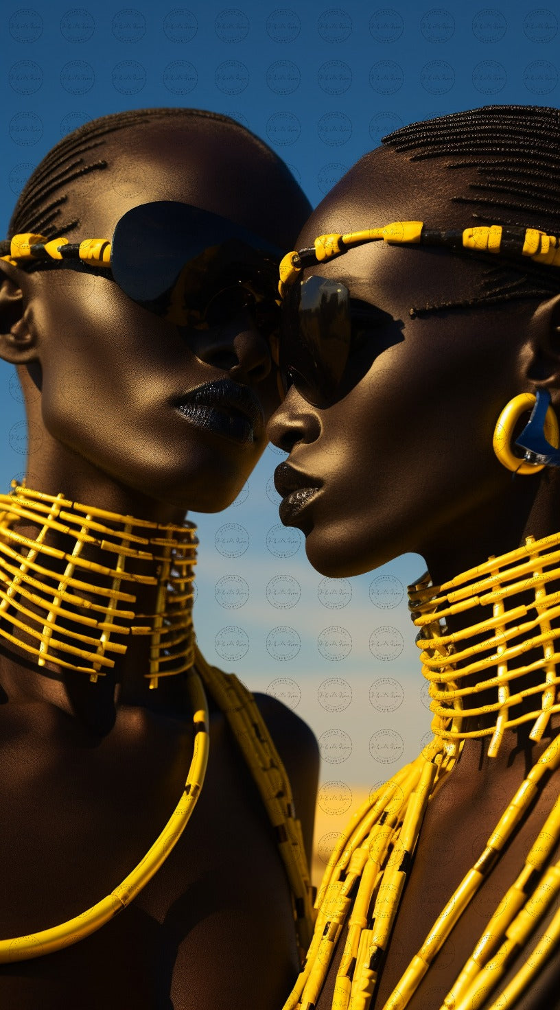 Digital Art - Sculpting Elegance: Modern Fusion in Sky-Blue and Gold #2014