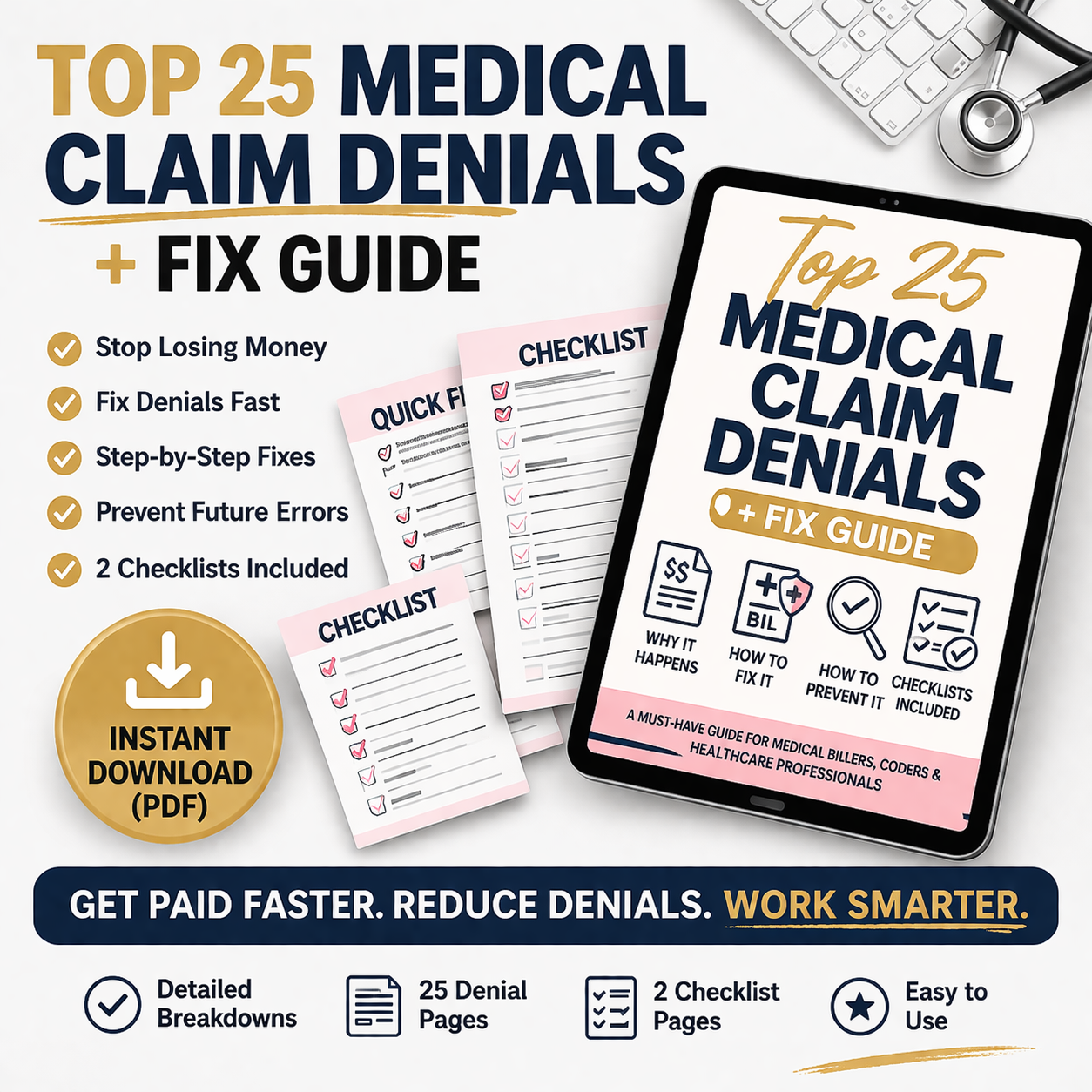 Top 25 Medical Claim Denials + Fix Guide (Billing Cheat Sheet PDF)