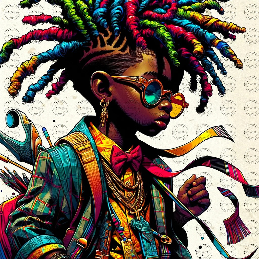 Black Girl Art - Kids Digital Art - Velvet's View - Colorful Essence - A Whimsical Fusion 58