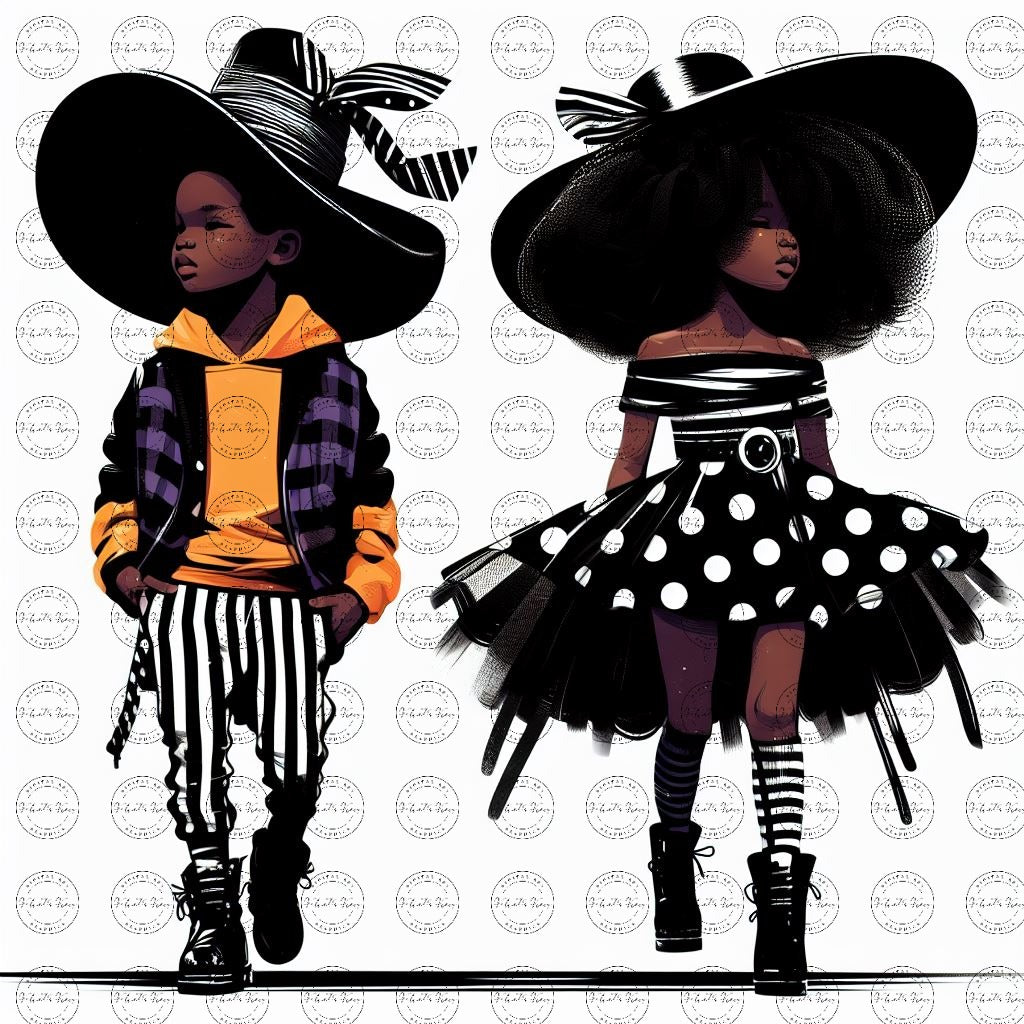 Black Girl Art - Kids Digital Art - Velvet's View - Kool Aid Cuties Collection: A Monochrome Tapestry of Childhood Joys 421