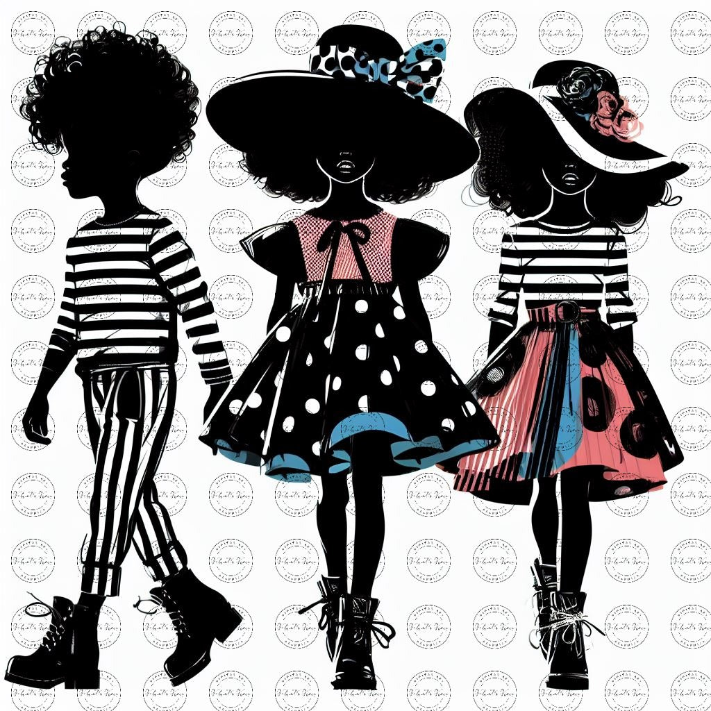 Black Girl Art - Kids Digital Art - Velvet's View - Kool Aid Cuties Collection: A Monochrome Tapestry of Childhood Joys 412