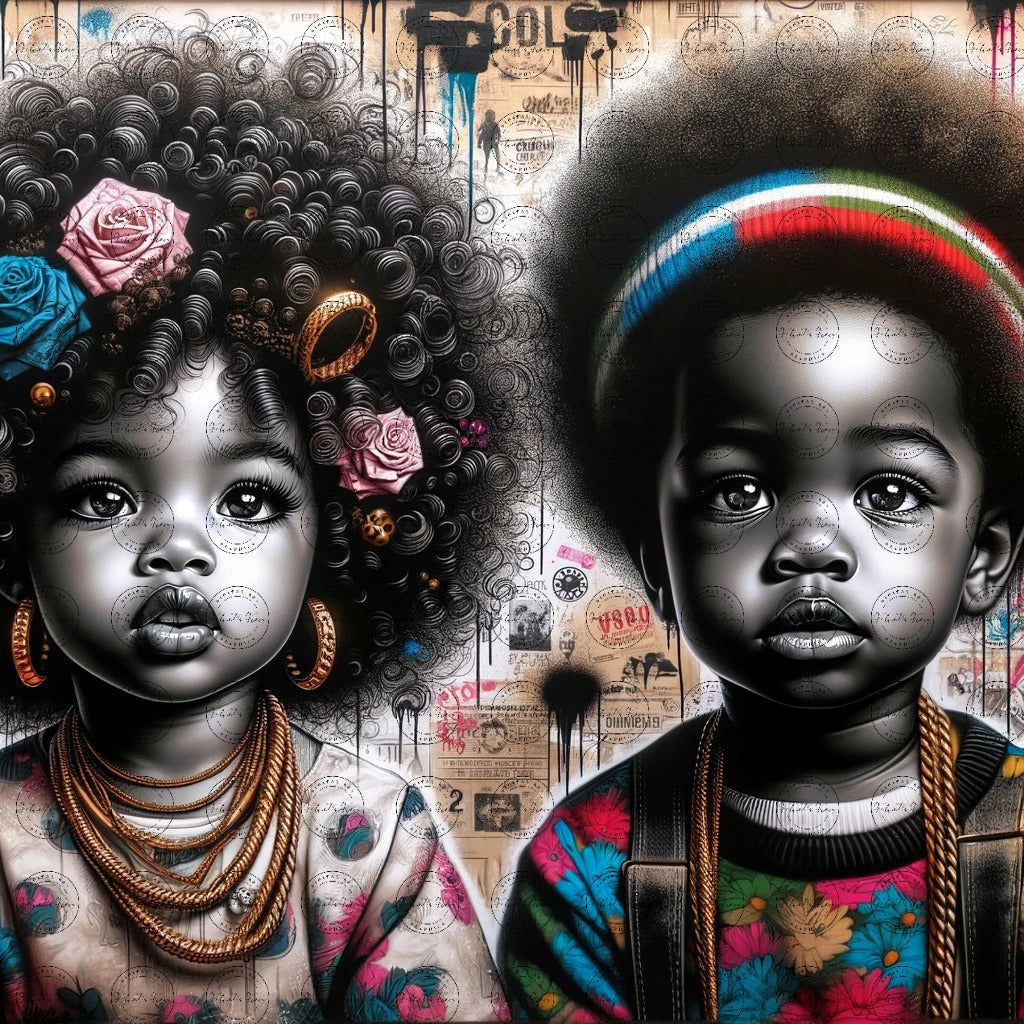 Black Girl Art - Kids Digital Art - Velvet's View - Urban Elegance - Toddlers in Vogue 47