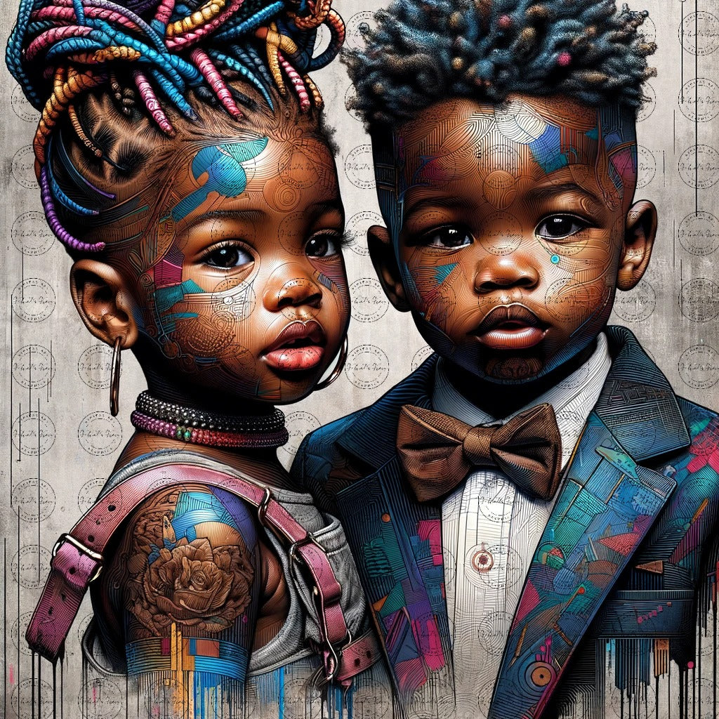 Black Girl Art - Kids Digital Art - Velvet's View - Urban Elegance - Toddlers in Vogue 42
