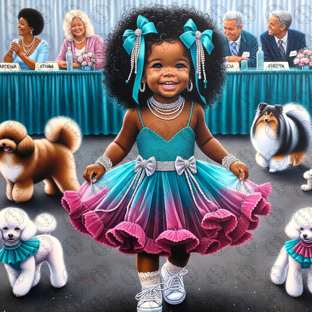 Black Girl Art - Kids Digital Art - Velvet's View - Enchanted Elegance - A Pageant of Poodles and Pearls 311