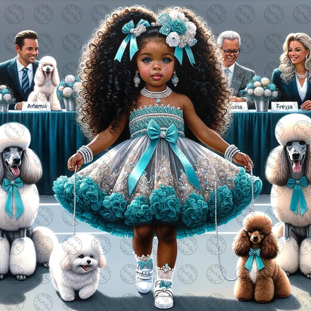 Black Girl Art - Kids Digital Art - Velvet's View - Enchanted Elegance - A Pageant of Poodles and Pearls 304