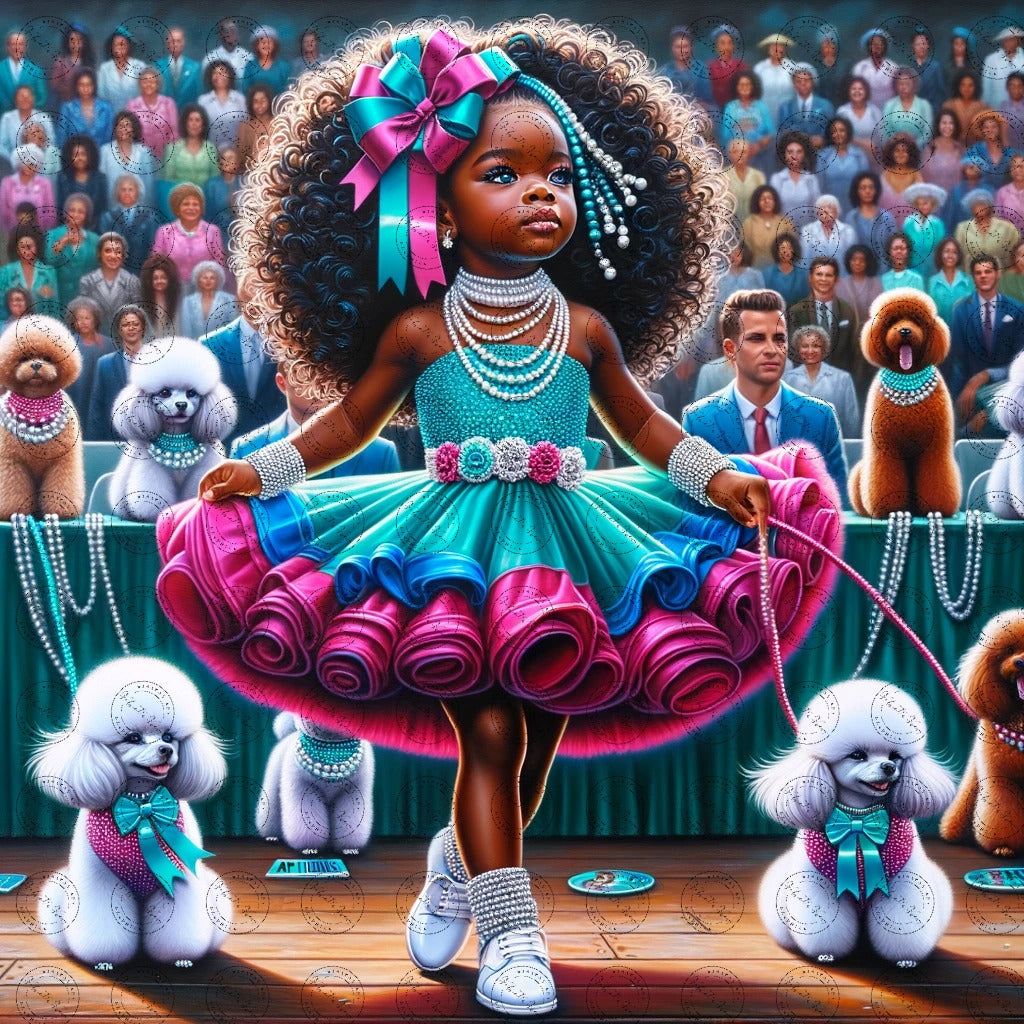 Black Girl Art - Kids Digital Art - Velvet's View - Enchanted Elegance - A Pageant of Poodles and Pearls 307