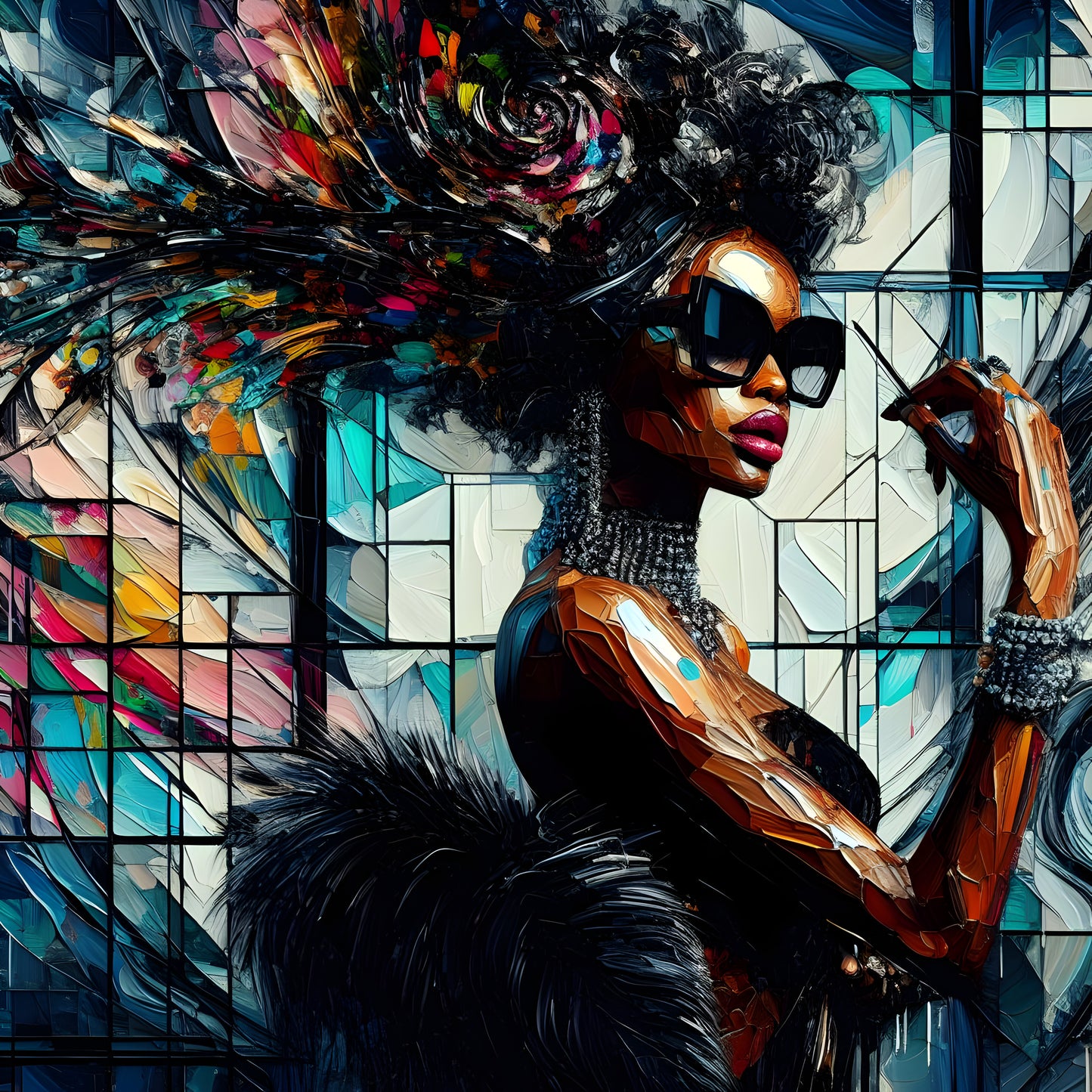 Digital Art - Vivid Elegance: Neo-Expressionist Fusion - #2015