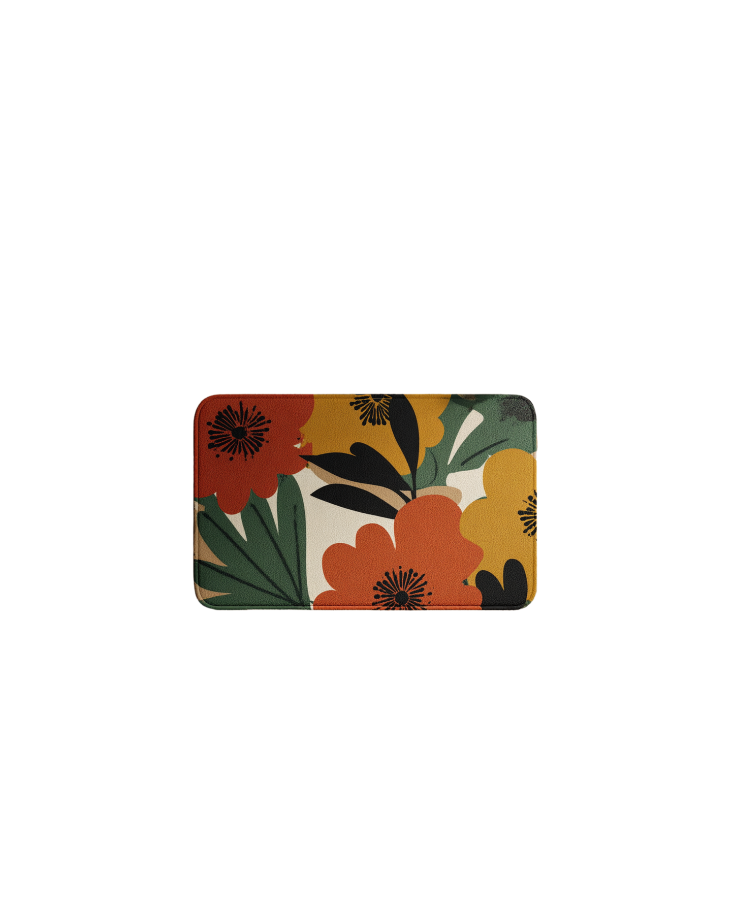Retro Floral Bathroom Decor Set | Boho Abstract Shower Curtain, Towels & Wall Art | Mid Century Modern Bath Mat | Earth Tone Bathroom Collection - Square Towel 13“x13”