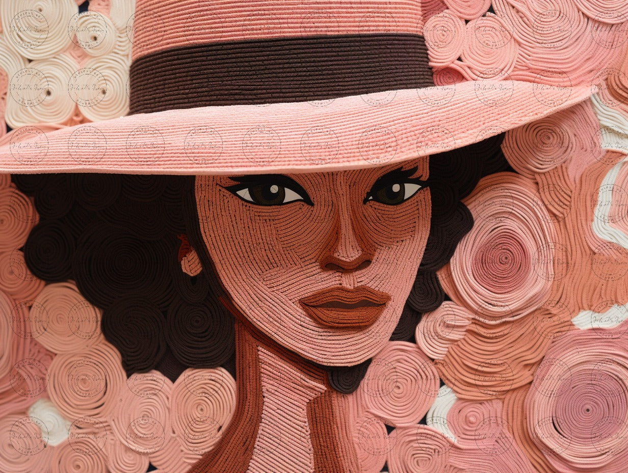 Digital Art - Threads of Elegance: Crocheted Woman in the Pink and Bronze #2018