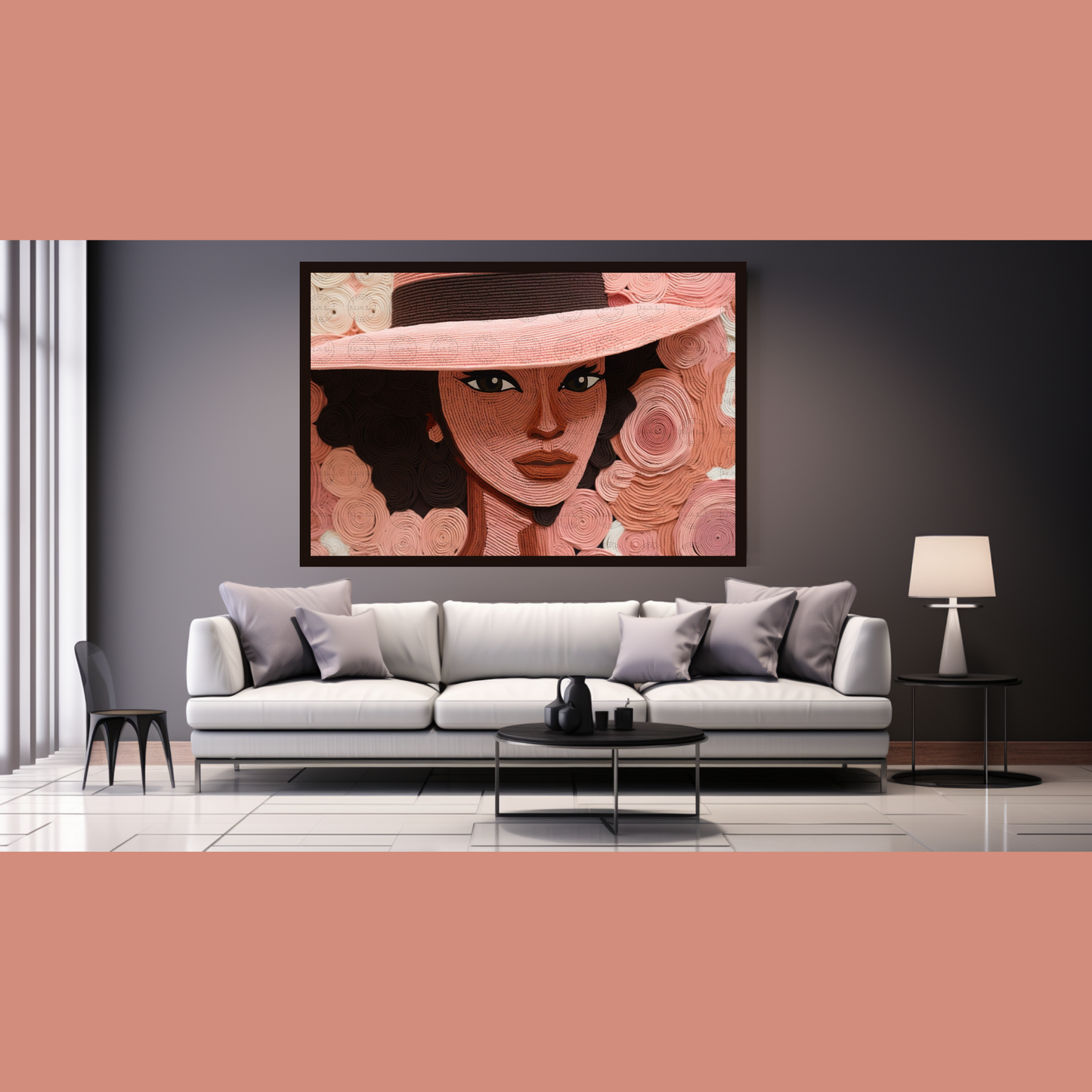 Digital Art - Threads of Elegance: Crocheted Woman in the Pink and Bronze #2018