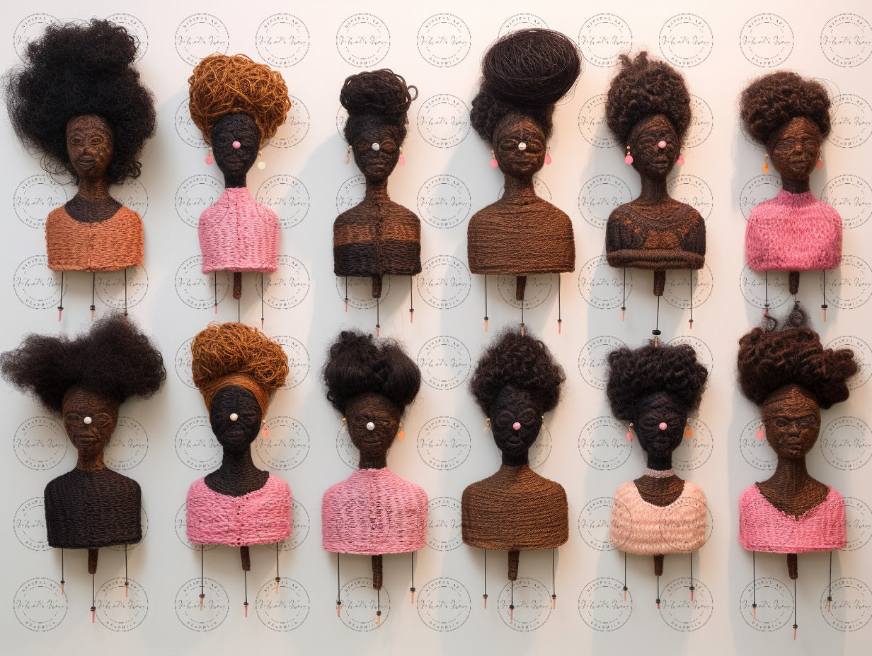 Digital Art - Threads of Elegance: Crocheted Woman in the Pink and Bronze #2019