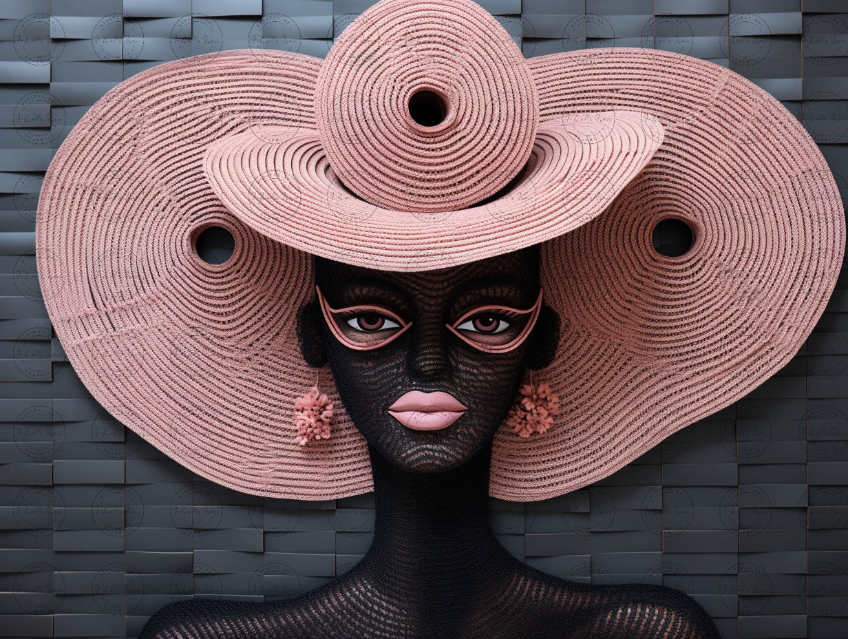 Digital Art - Threads of Elegance: Crocheted Woman in the Pink and Bronze #2020