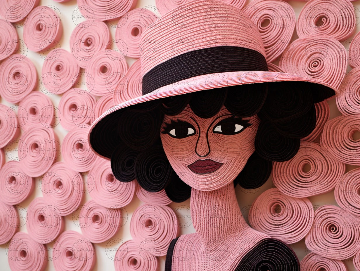 Digital Art - Threads of Elegance: Crocheted Woman in the Pink and Bronze #2014