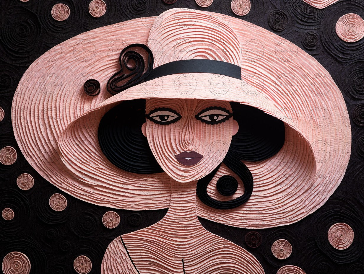 Digital Art - Threads of Elegance: Crocheted Woman in the Pink and Bronze #2016
