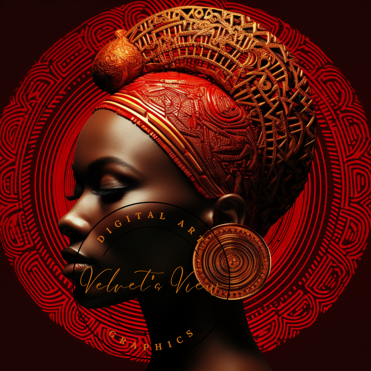 Digital Art - Celebration of Heritage: African Elegance in Red and Bronze - #2013