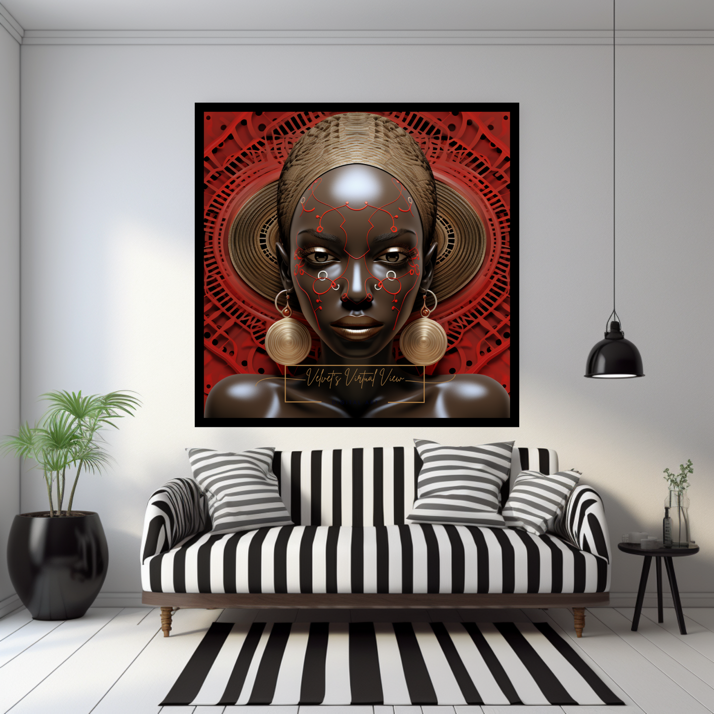 Digital Art - Celebration of Heritage: African Elegance in Red and Bronze - #2015