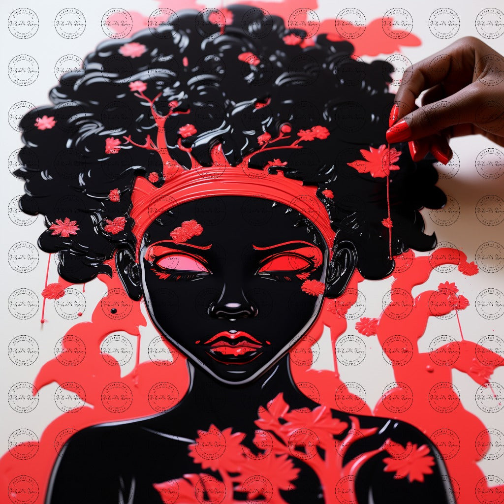 Black Girl Art - Kids Digital Art - Velvet's View - Ethereal Harmony: A Silhouette of Little Black Girl 357