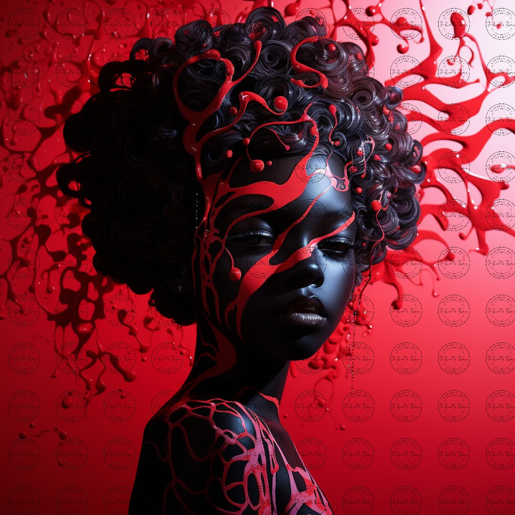 Black Girl Art - Kids Digital Art - Velvet's View - Ethereal Harmony: A Silhouette of Little Black Girl 355