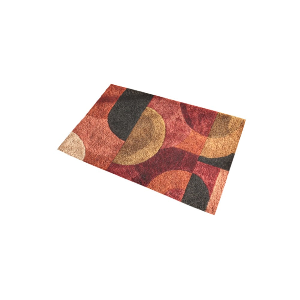 Modern Geometric Bathroom Set | Gold & Red Abstract Shower Curtain | Bold Afro-Inspired Bath Décor - Square Towel 13“x13” – L539328