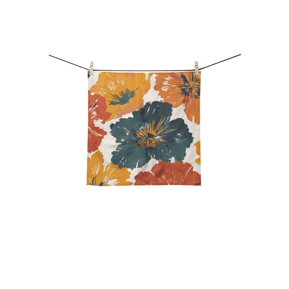 Retro Floral Bathroom Decor Set | Boho Abstract Shower Curtain, Towels & Wall Art | Mid Century Modern Bath Mat | Earth Tone Bathroom Collection - Bath Rug 20''x 32''