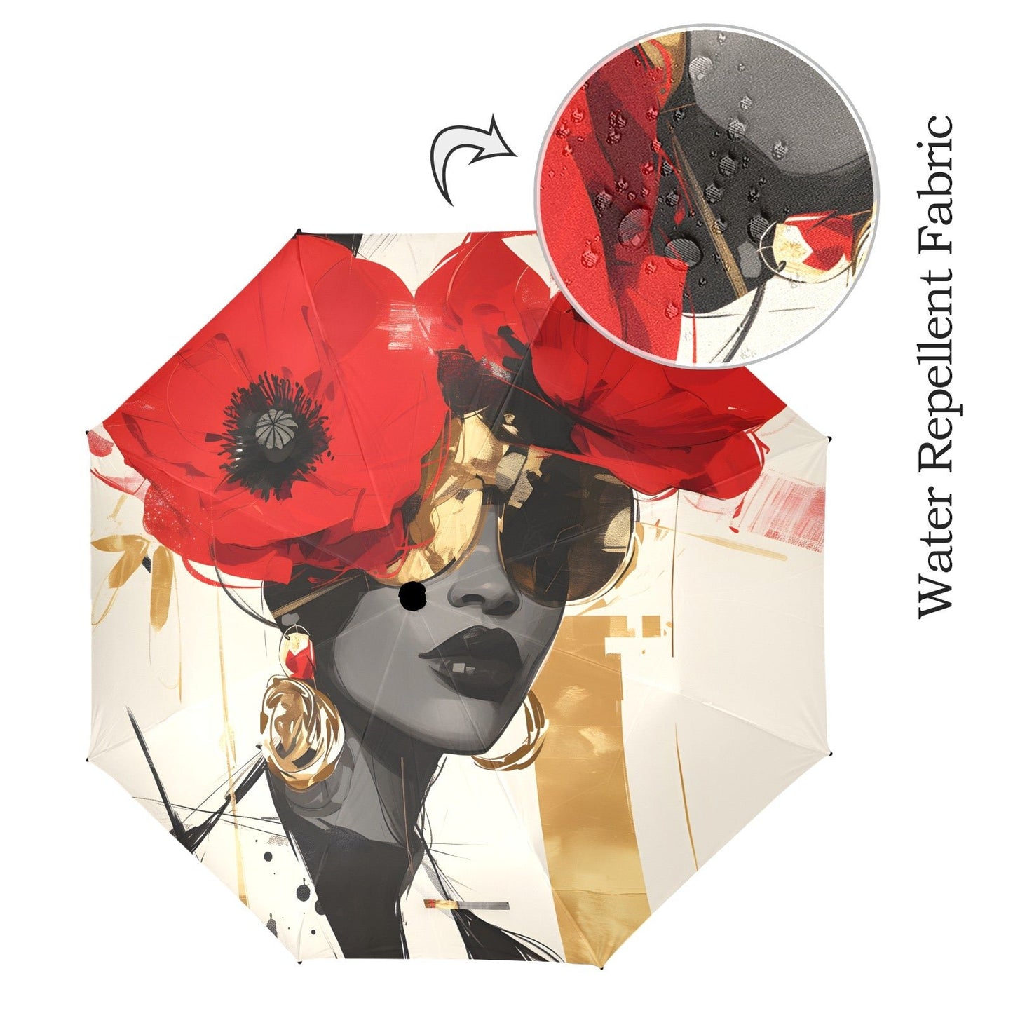 Bold Elegance: The Poppy Collection - Semi-Automatic Foldable Umbrella (Model U12) - #2014