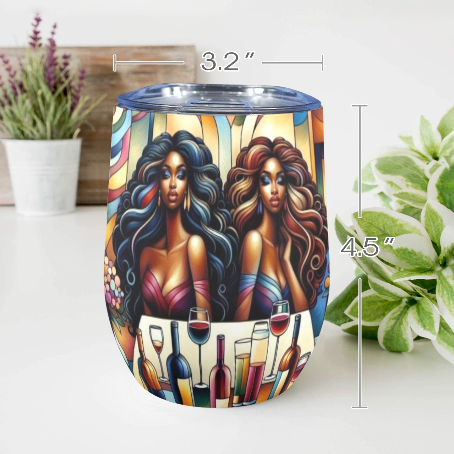 12oz Wine Tumbler - Velvet's View - Sip & Savor - Exquisite Elegance Coaster and Wine Tumbler Collection