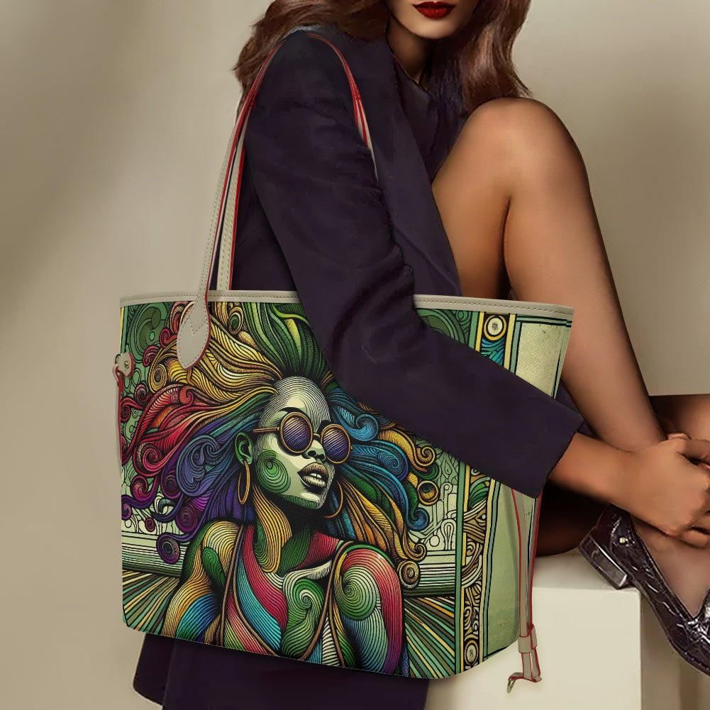Rhythmic Radiance: Afrocentric Artistry for Fashion Accessories - Women PU Leather Handbags - #2012
