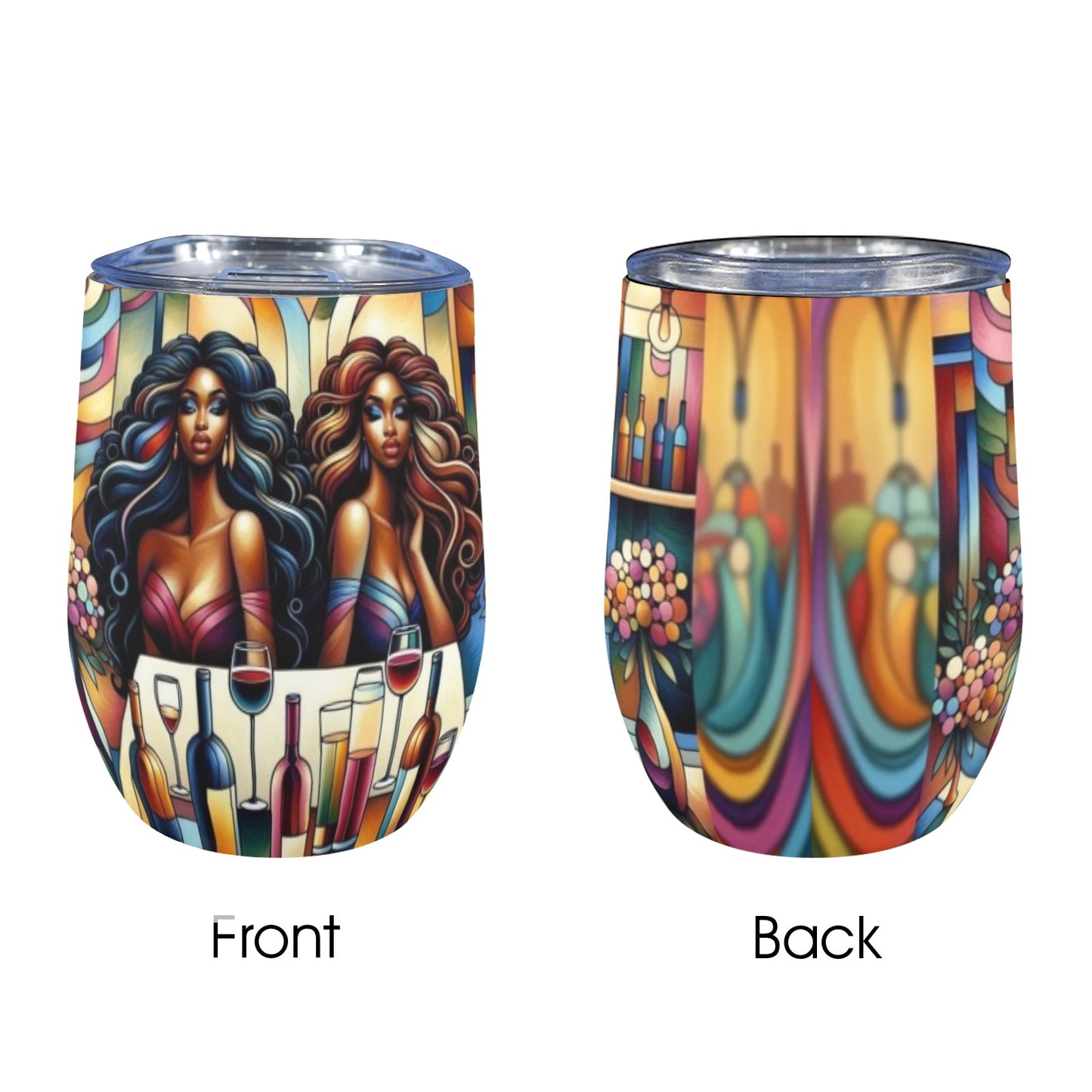 12oz Wine Tumbler - Velvet's View - Sip & Savor - Exquisite Elegance Coaster and Wine Tumbler Collection